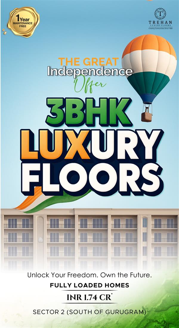  Trehan's Great Independence Offer: Trehan Luxury 3BHK Floors in Sohna