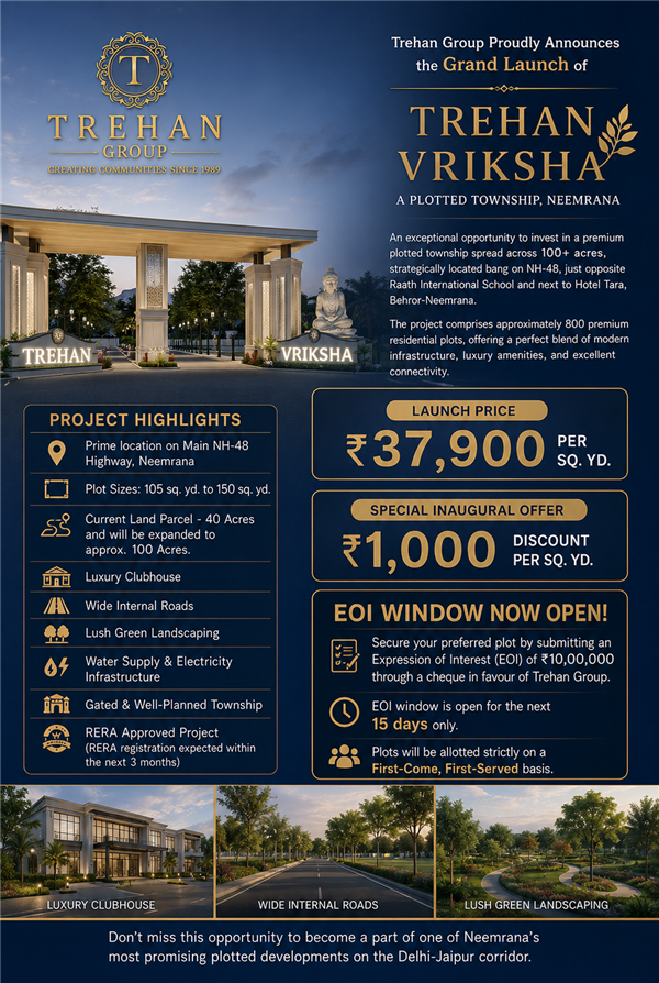 Trehan Vriksha Neemrana – A Smart Investment Opportunity on NH-48